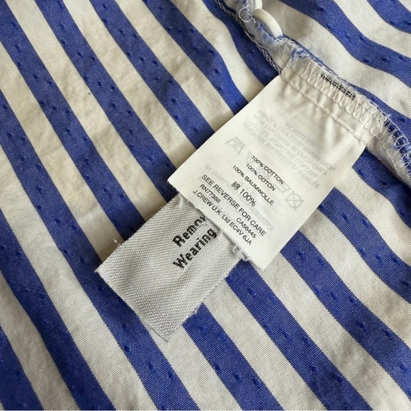 J.Crew Blue White Striped Swiss Dot Button Down Shirt Size 4 - Picture 6 of 7